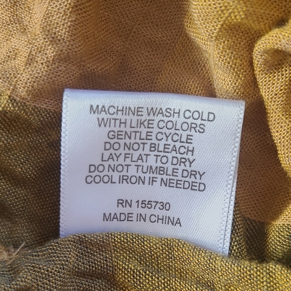 Jane + Delancey Mustard & Brown Gingham Plaid Gauzy Camp Shirt - Size L - Picture 8 of 8